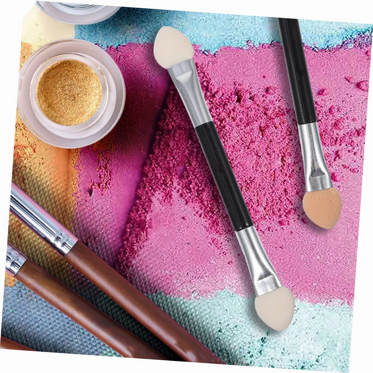 5sets Makeup Supplies Eye Shadow Brush Green Double-ended Eyeshadow Applicator Sticks Small Makeup Brush for Women 24pcs*5