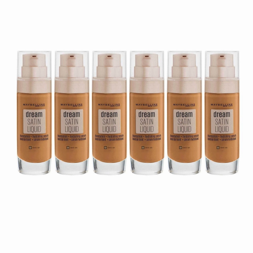 6x Maybelline Dream Satin Liquid Foundation Hydrating Serum 53 Classic Tan