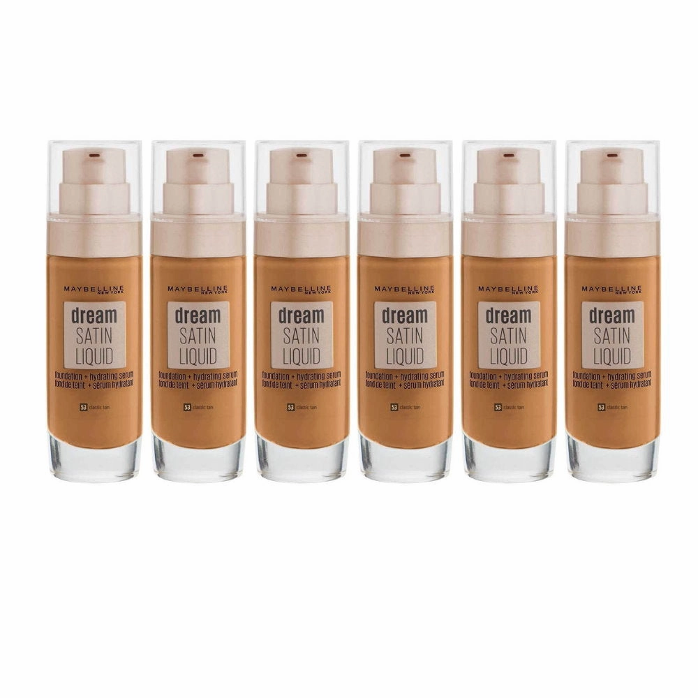 6x Maybelline Dream Satin Liquid Foundation Hydrating Serum 53 Classic Tan