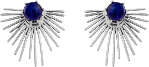 7mm Round Shape Lapis Lazuli Spike Stud Earrings Jewelry