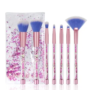 7PCS Glitter Quicksand Handle Makeup Brush Set for Foundation Powder Blush Eyeshadow with Case Beautiful Cosmetic Brushes