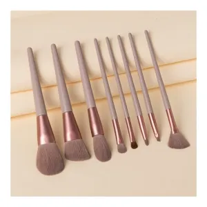 8-piece Professional Makeup Brush Tool Set Loose Powder Blush Foundation Eye Shadow Lip Makeup Fan Brush Cosmetics (Color : Brown 8pcs)