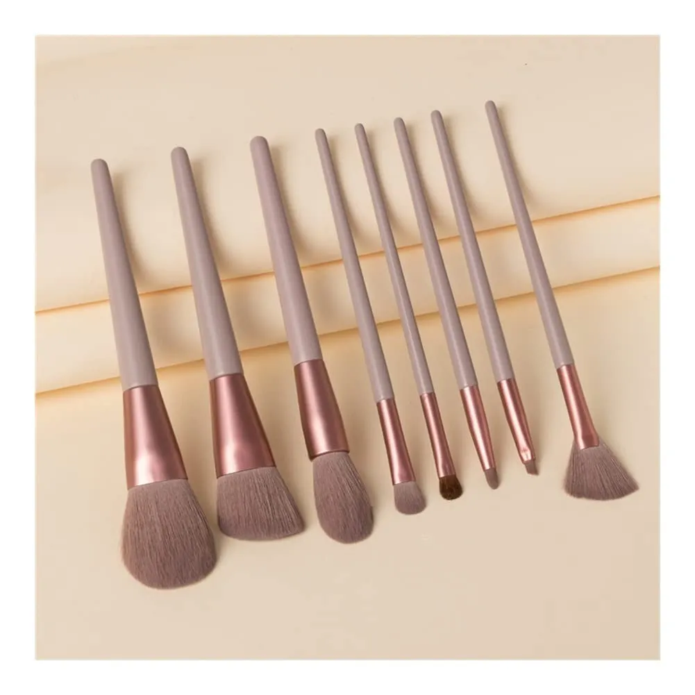 8-piece Professional Makeup Brush Tool Set Loose Powder Blush Foundation Eye Shadow Lip Makeup Fan Brush Cosmetics (Color : Brown 8pcs)