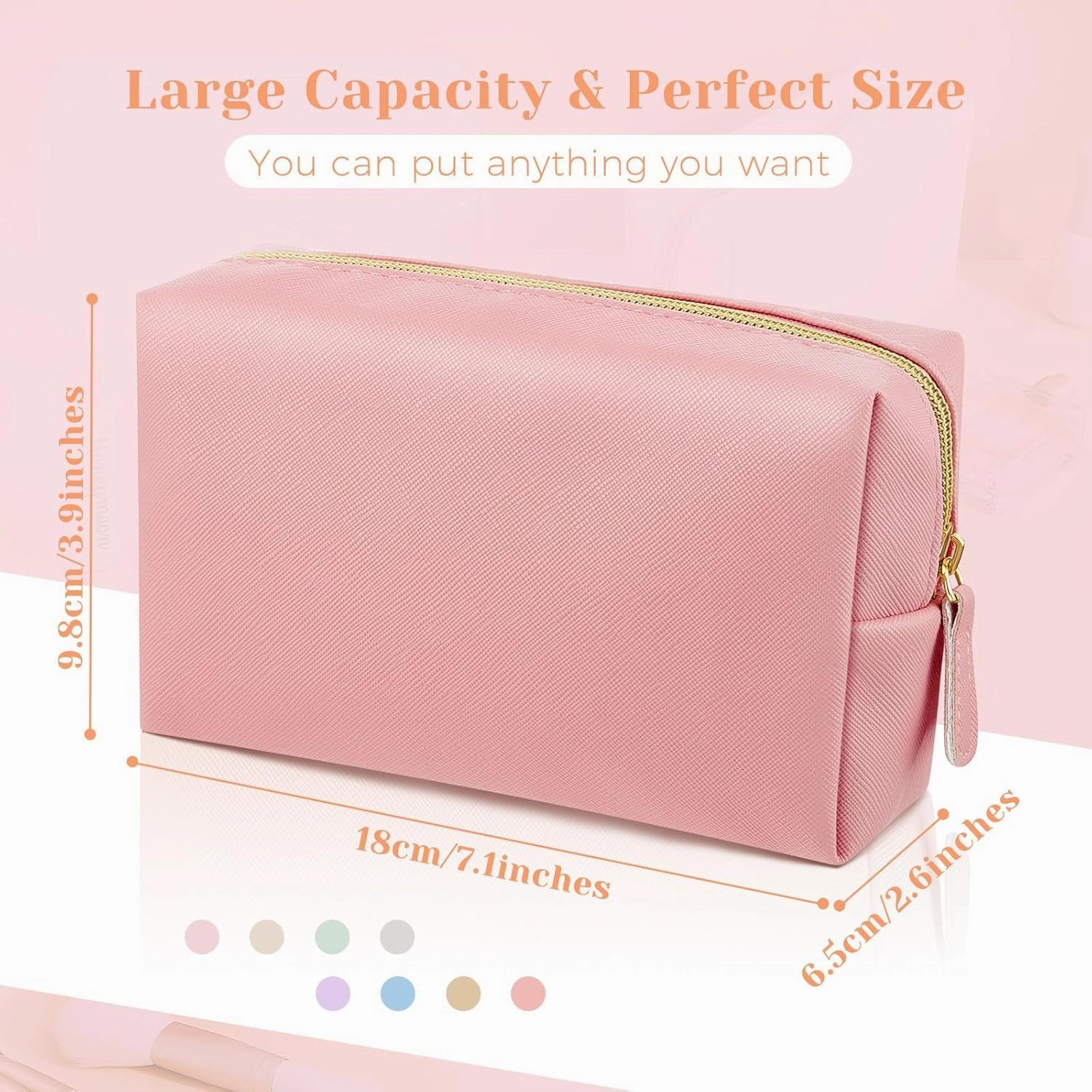 8 Pcs Makeup Bag Pu Leather Cosmetic Pouch Waterproof Small Toiletry Bag Portable Cosmetic Organizer Water Resistant Storage Purse for Lady Women Daily Storage Travel Organizer (Gentle,Medium)