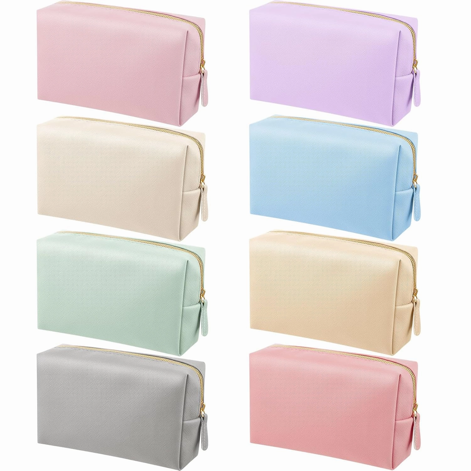 8 Pcs Makeup Bag Pu Leather Cosmetic Pouch Waterproof Small Toiletry Bag Portable Cosmetic Organizer Water Resistant Storage Purse for Lady Women Daily Storage Travel Organizer (Gentle,Medium)