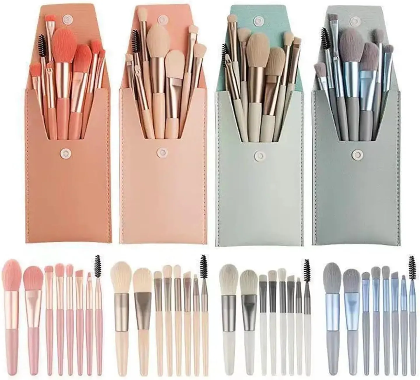 8PCs Soft Fluffy Makeup Brushes Set for Cosmetics Foundation Blush Powder Eyeshadow Kabuki Blending Makeup Brush Beauty Tool(Blue)