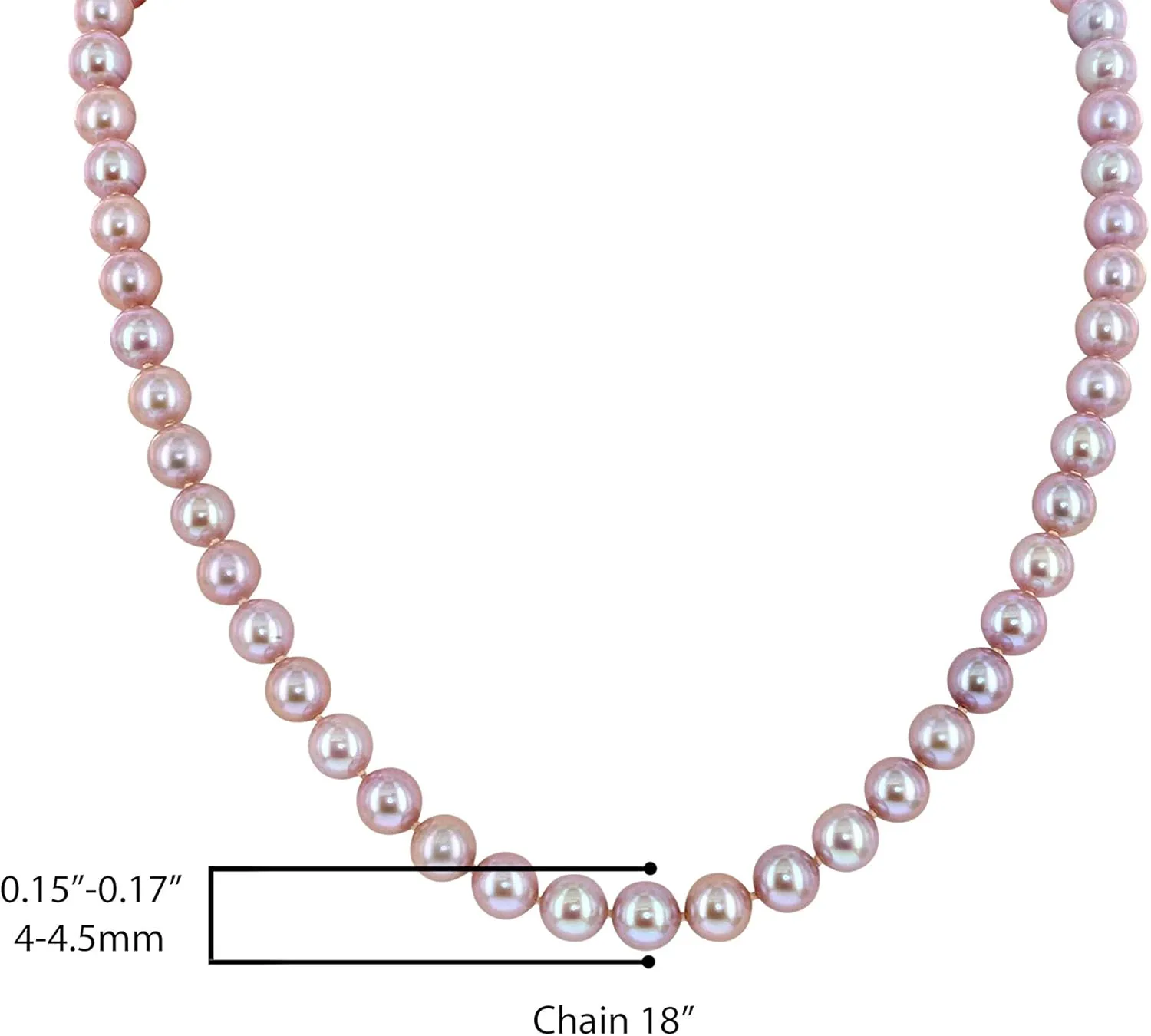.925 Sterling Silver AAA Pink Freshwater Cultured Pearl Silk-Knotted 18" Princess-Length Strand Necklace - Choice of Pearl Size