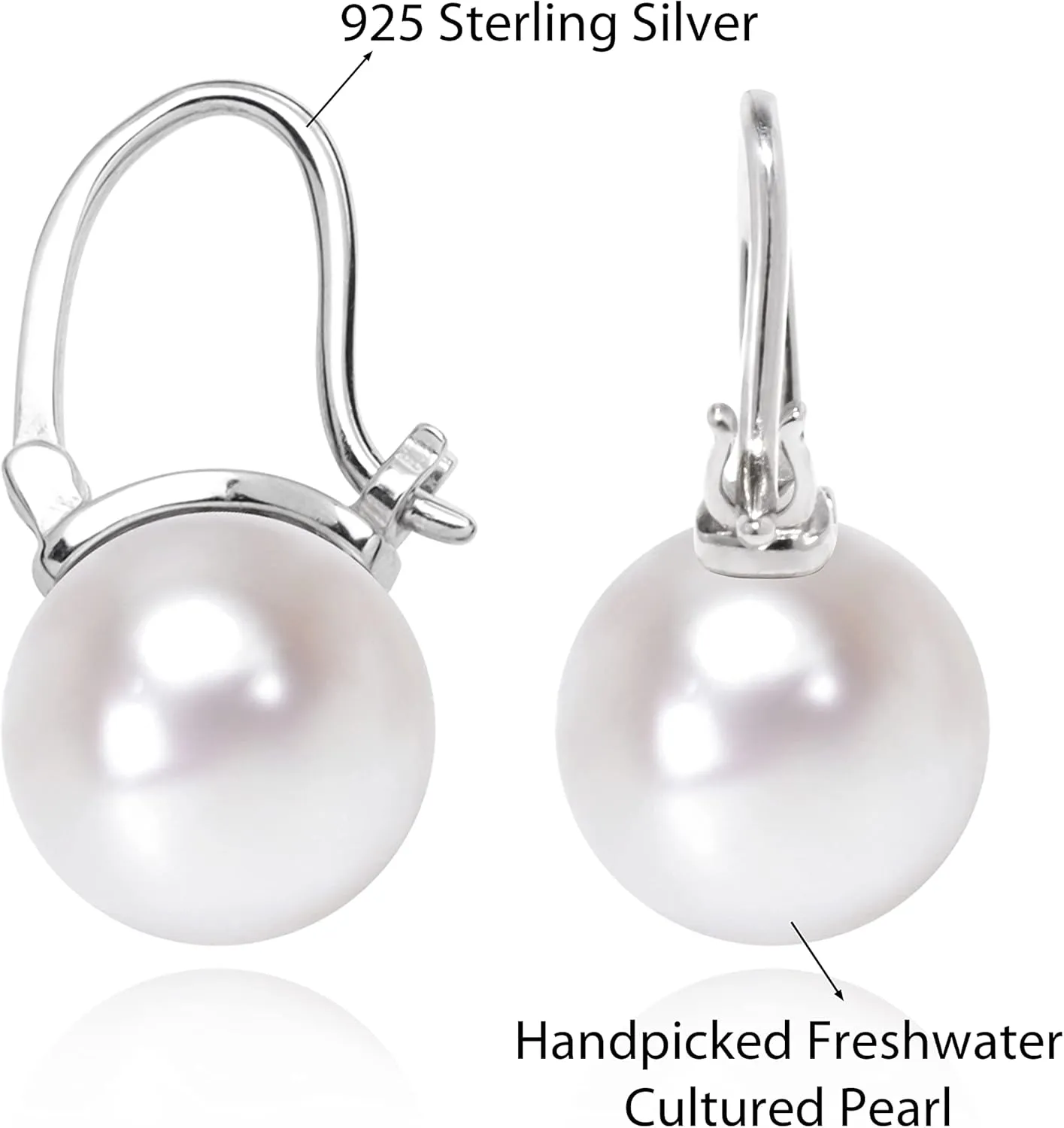 925 Sterling Silver Freshwater Real Pearl Drop Dangle Earrings Quality Pearl Hoop Earrings for Women