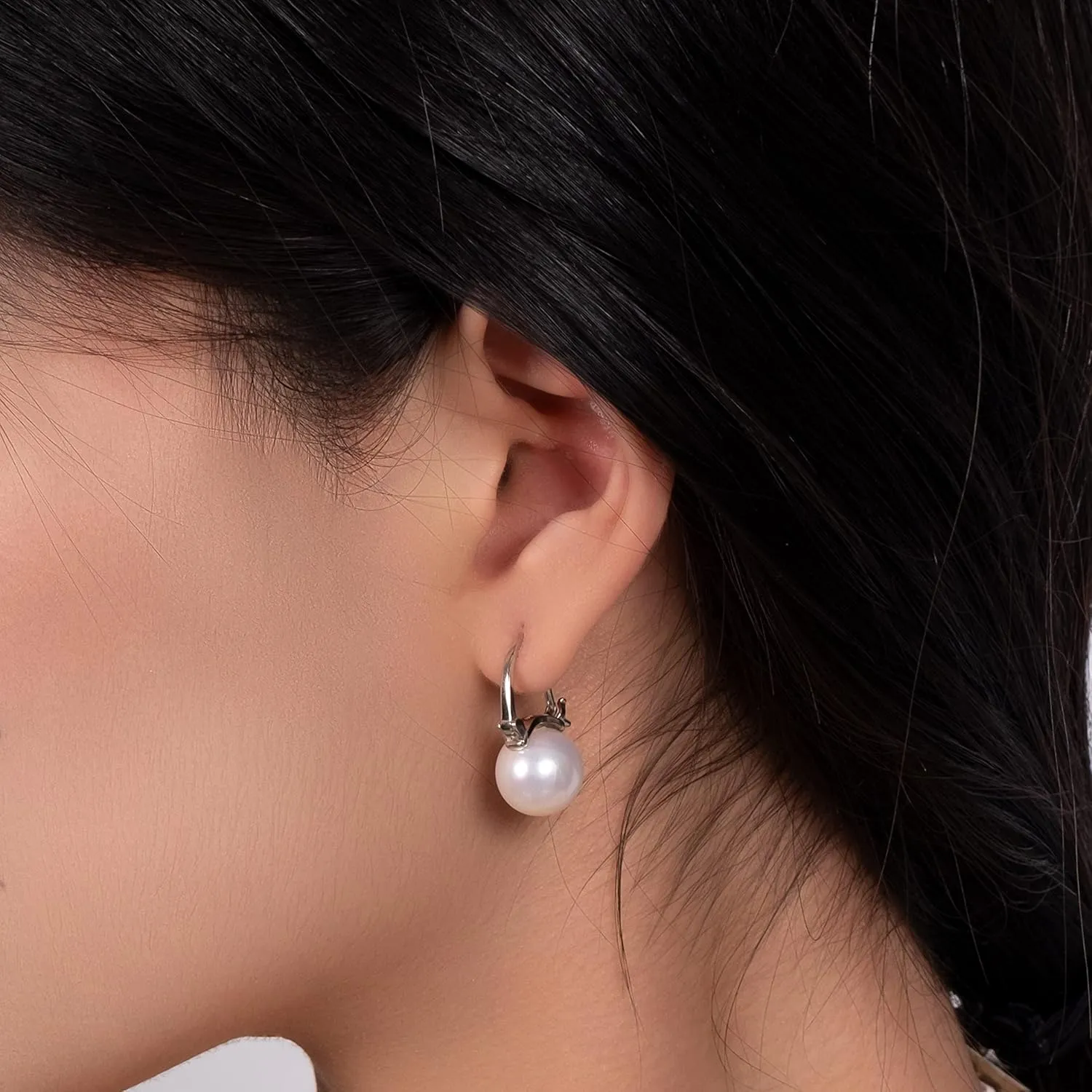 925 Sterling Silver Freshwater Real Pearl Drop Dangle Earrings Quality Pearl Hoop Earrings for Women