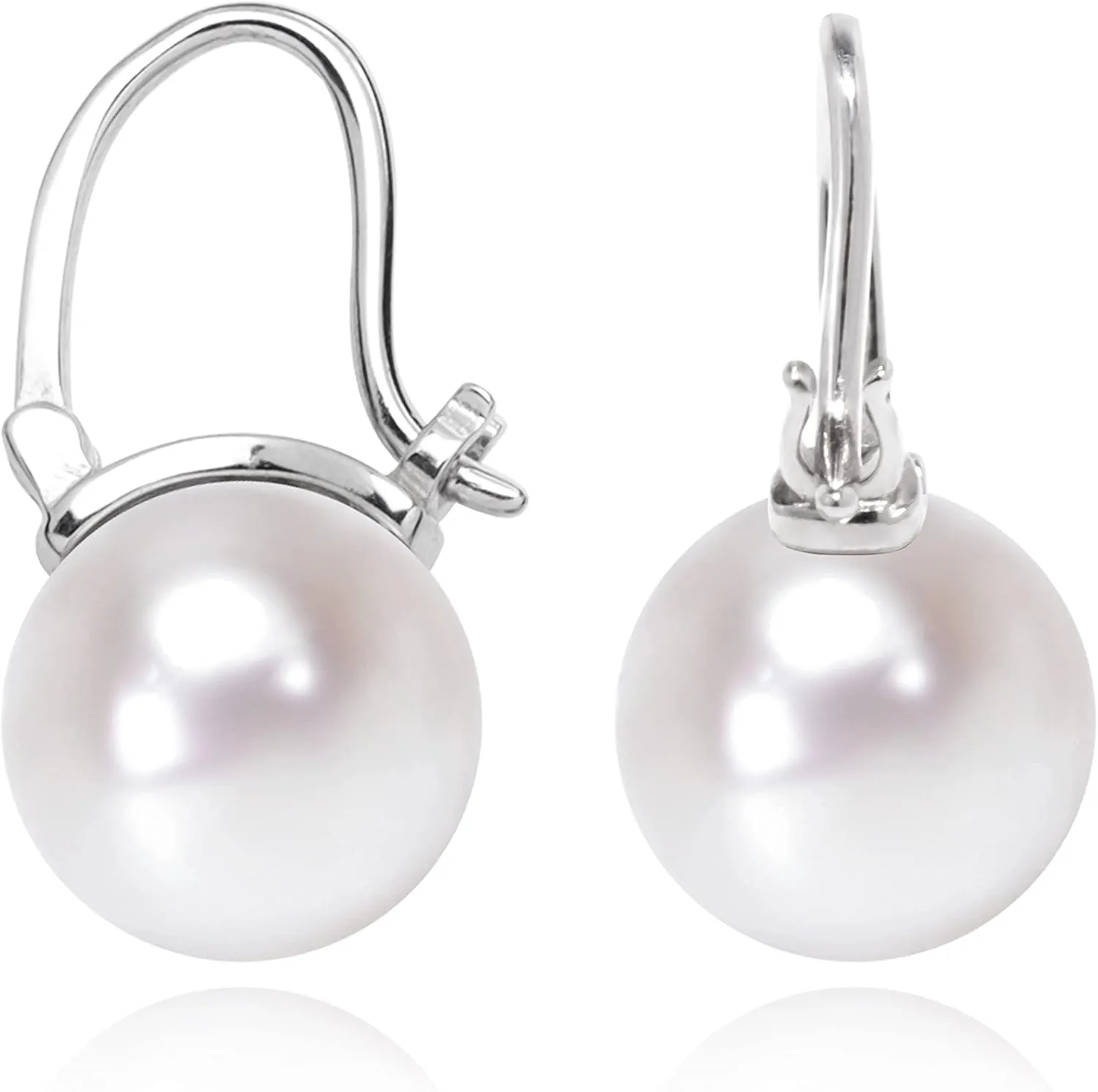 925 Sterling Silver Freshwater Real Pearl Drop Dangle Earrings Quality Pearl Hoop Earrings for Women