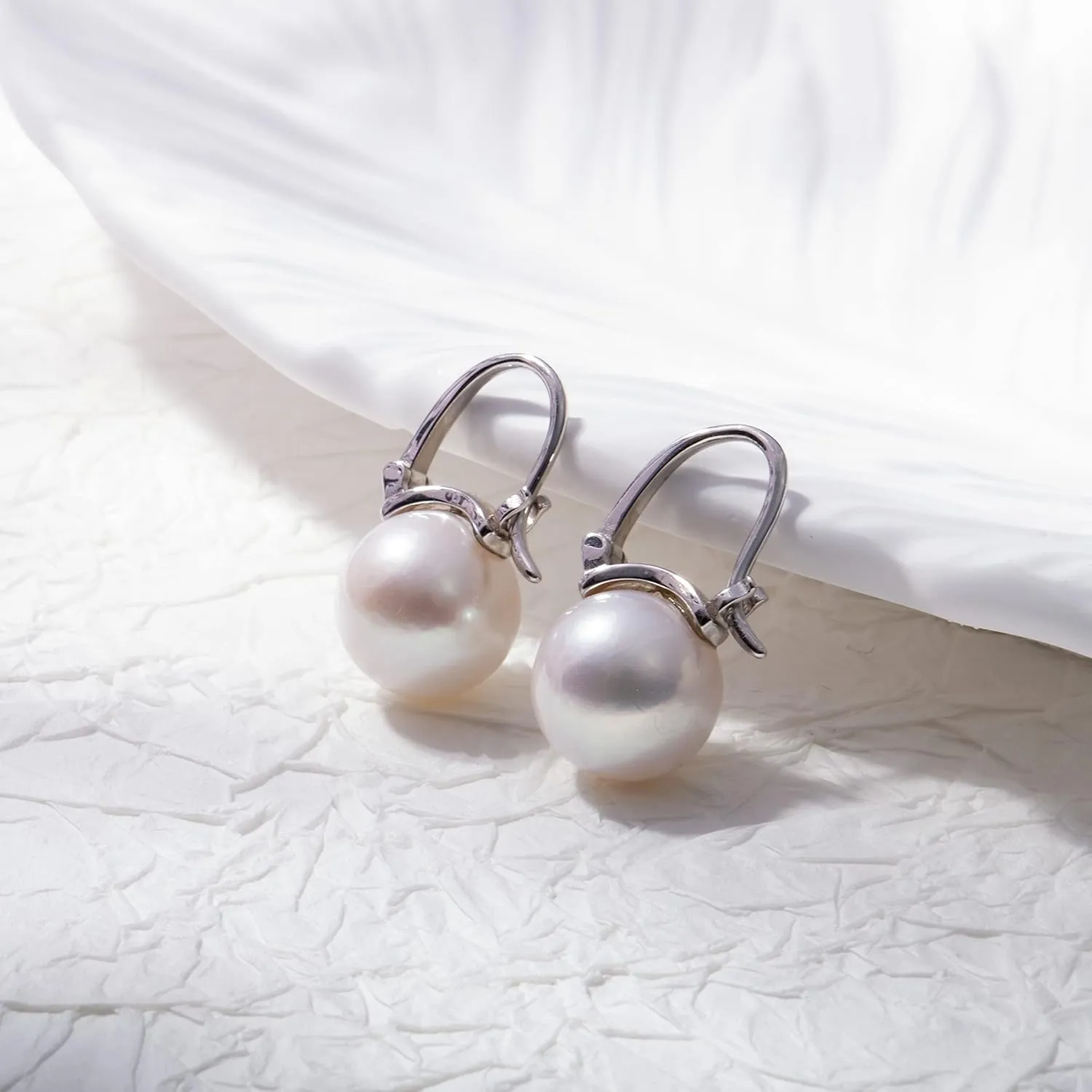 925 Sterling Silver Freshwater Real Pearl Drop Dangle Earrings Quality Pearl Hoop Earrings for Women