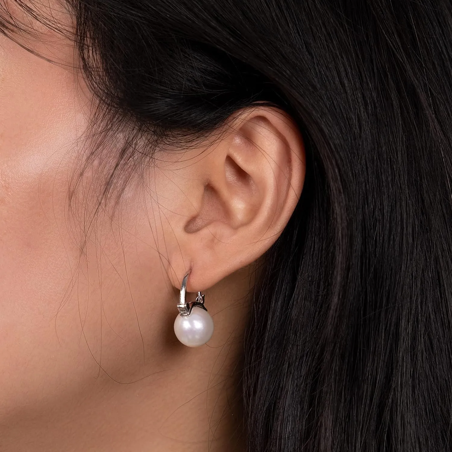 925 Sterling Silver Freshwater Real Pearl Drop Dangle Earrings Quality Pearl Hoop Earrings for Women