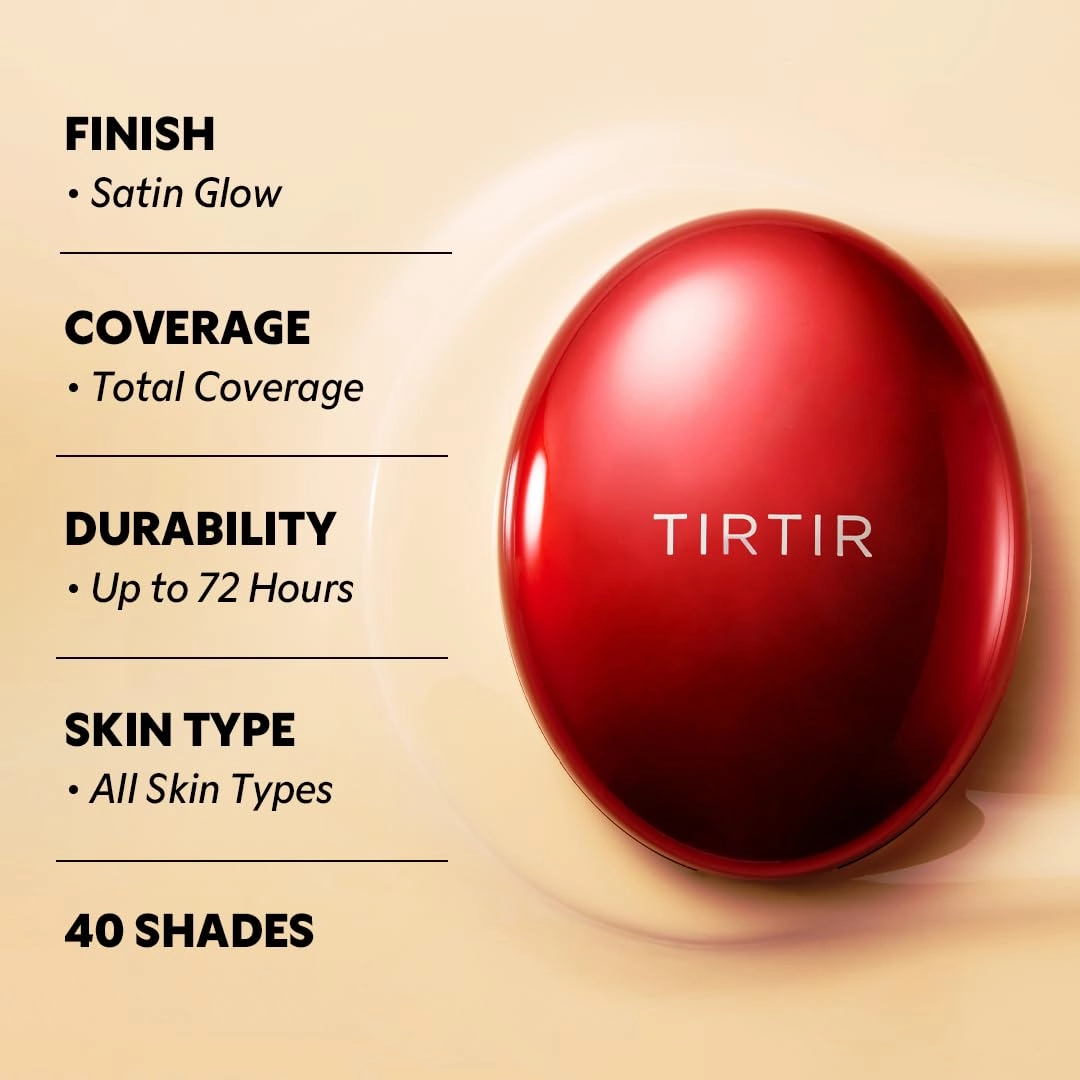 [*Mini Size*] TIRTIR Mask Fit Red Cushion Foundation | Full coverage, Weightless, Skin fit, Satin Glow Finish, Korean Makeup, beauty, Tattoo cover up, Buildable (#29N Natural Beige, 0.15 Fl Oz)