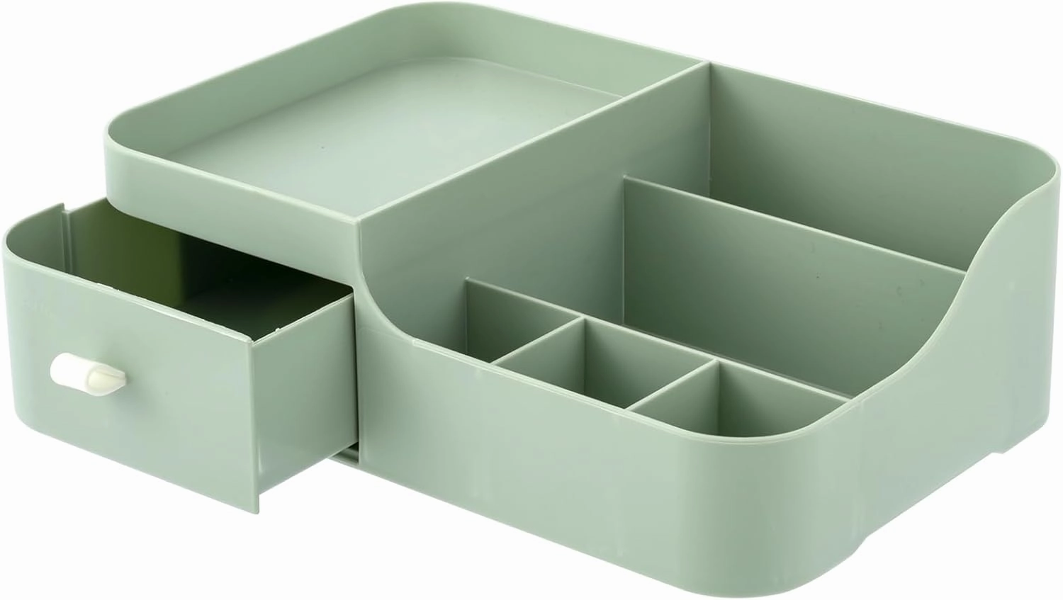Abiudeng Makeup Desk Organizer with Drawers,Small Bathroom Organizer Countertop for Cosmetics,Skincare,Vanity Holder for Lipstick, Brushes, Lotions, Eyeshadow, Nail Polish and Jewelry(green)