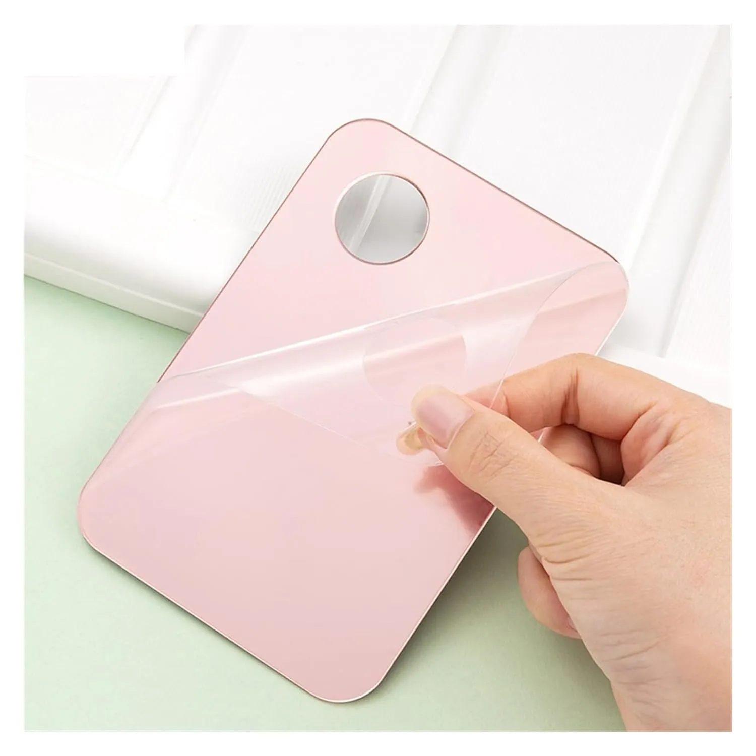 Acrylic Palette With Rod Makeup Mixed Tools Nail Art Polish Mixing Plate Foundation Eyeshadow Pink Gold(Gold)
