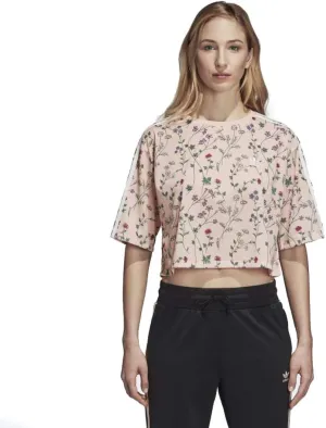 Adidas Women Originals All of Printed Tee (M) Blush Pink