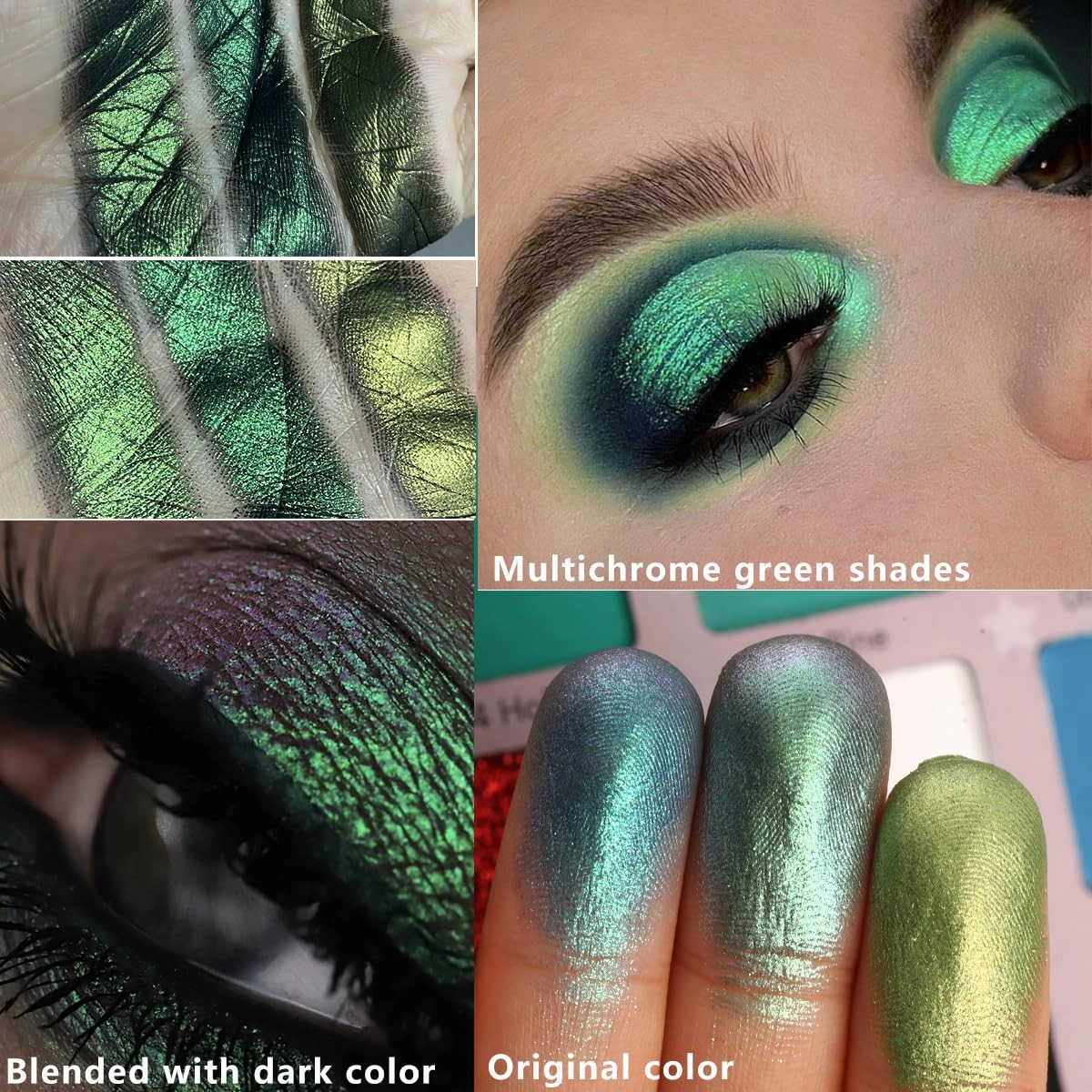 Afflano Christmas Eyeshadow Palette, Multichrome Green Eyeshadow Palette   True Red Eyeshadow Palette, Highly Pigmented Red Green Glitter Eyes Makeup, Halloween Clown Christmas Candy Grinch Makeup
