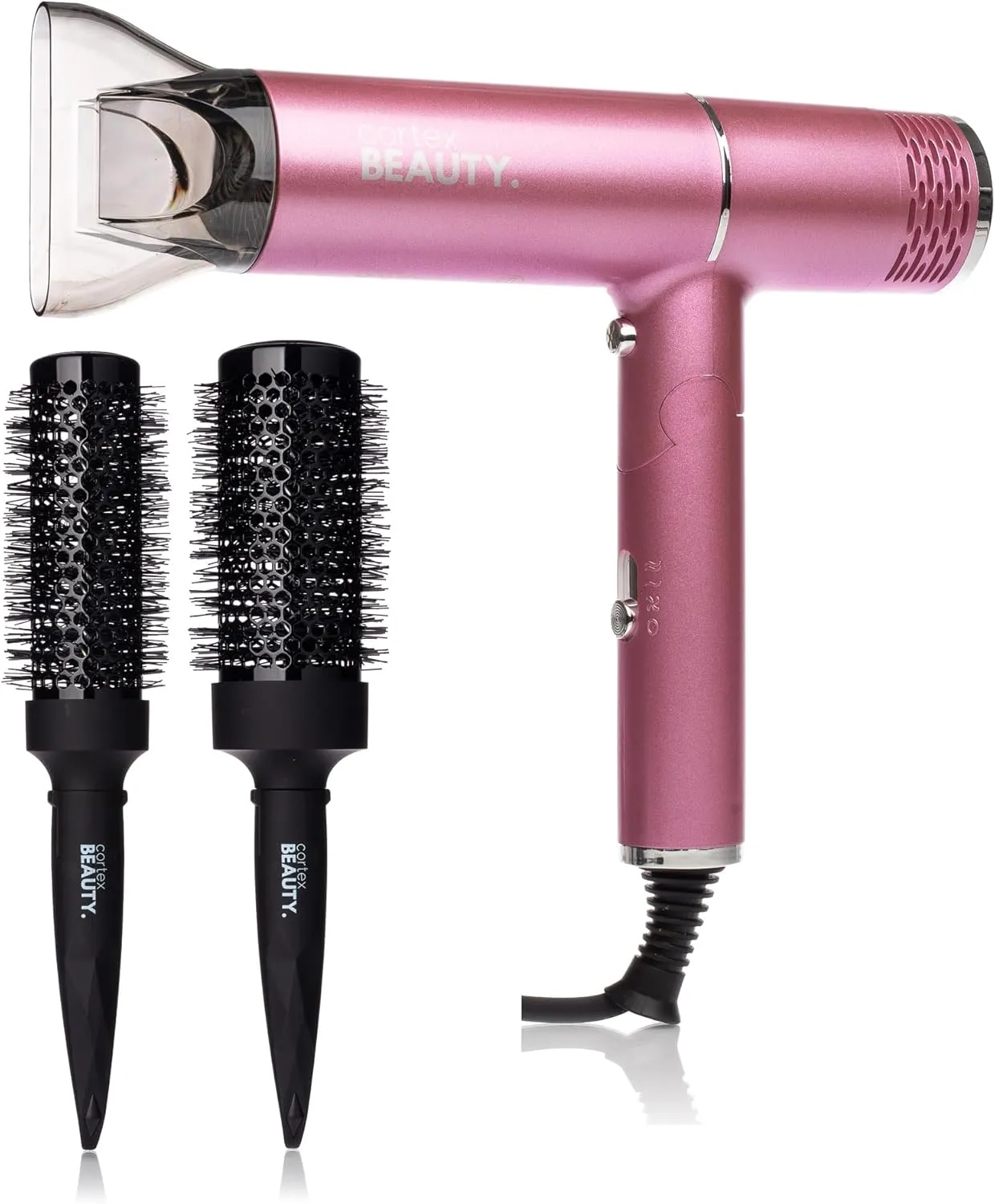 AirFold Foldable Ionic Hair Dryer   Brush Set - Compact, Travel-Friendly 1450W with 2 Speeds, 3 Heat Settings, Cool Shot, Diffuser & Styling Attachments (Blush Pink)