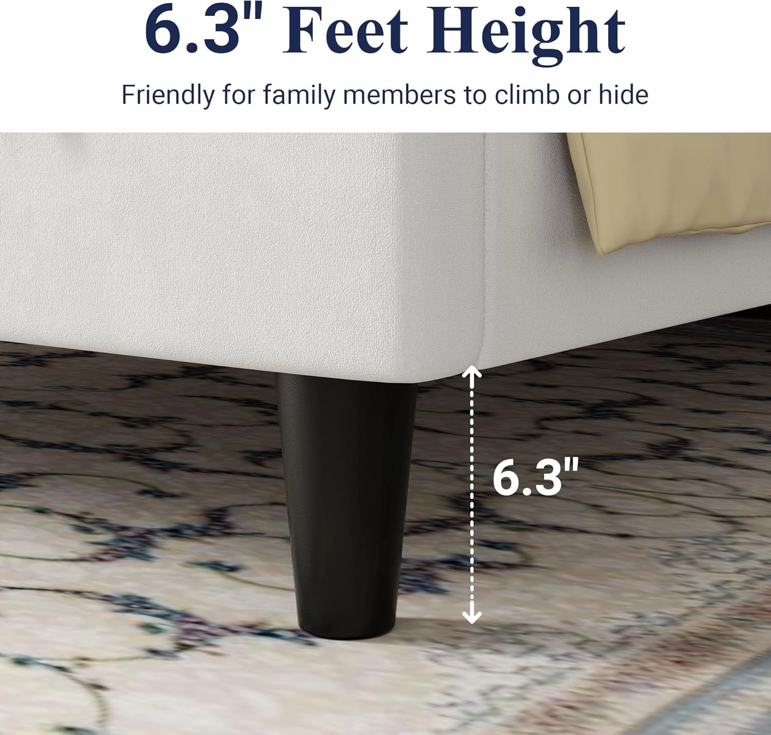 Allewie Full Platform Bed Frame/Velvet Upholstered Bed Frame with Vertical Channel Tufted Headboard/Strong Wooden Slats/Mattress Foundation/Box Spring Optional/Easy Assembly/White