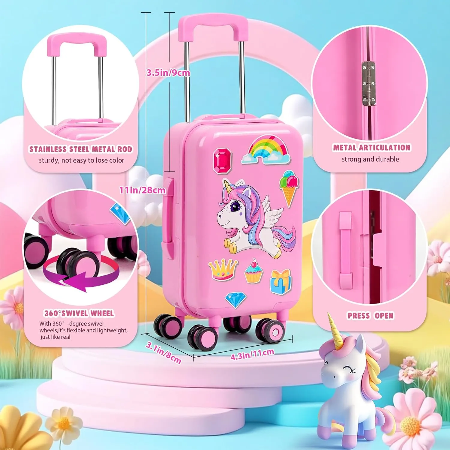 American 18 inch Doll Clothes and Accessories - Doll Travel Suitcase Luggage, Doll-Clothes and Shoes, Bag, Sunglasses, Camera, Passport, Notebook, Phone, pad Travel Gear Play Set Fit 18 inch Doll