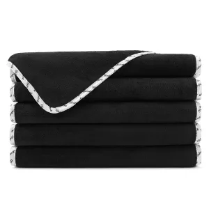 Arkwright Makeup Remover Wash Cloth - Pack of 6 - Ultra Soft & Gentle Microfiber Coral Fleece Small Fingertip Towels, Powder Room & Guest Bathroom Essentials for Hosts, 11 x 17 in, Black/White