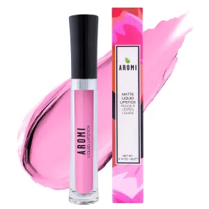 Aromi Baby Pink Matte Liquid Lipstick, Long-lasting, Light Pink Lip Color, Smudge Proof, Waterproof, Vegan and Cruelty-free Makeup, Gluten Free, Handmade