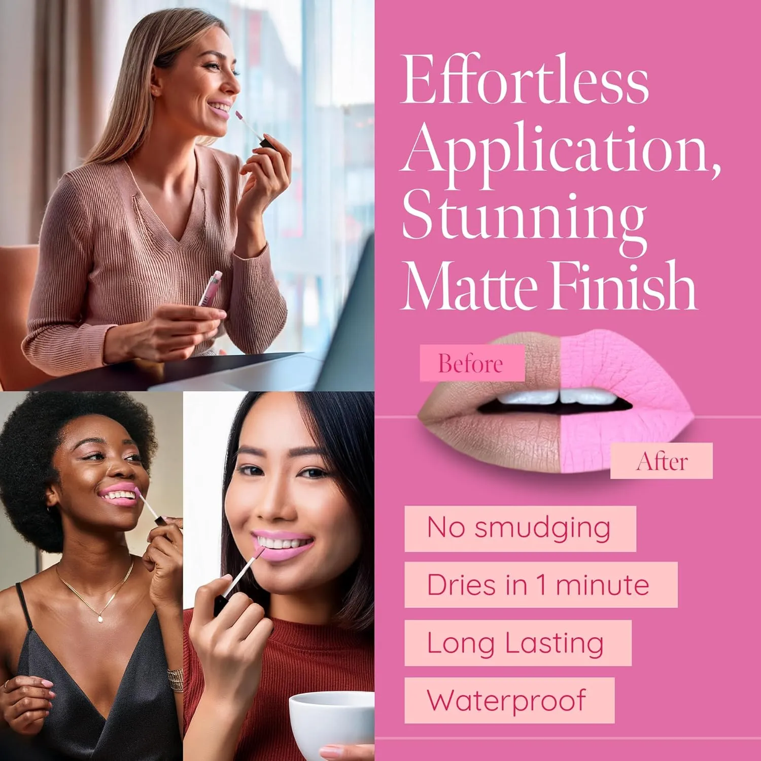 Aromi Baby Pink Matte Liquid Lipstick, Long-lasting, Light Pink Lip Color, Smudge Proof, Waterproof, Vegan and Cruelty-free Makeup, Gluten Free, Handmade