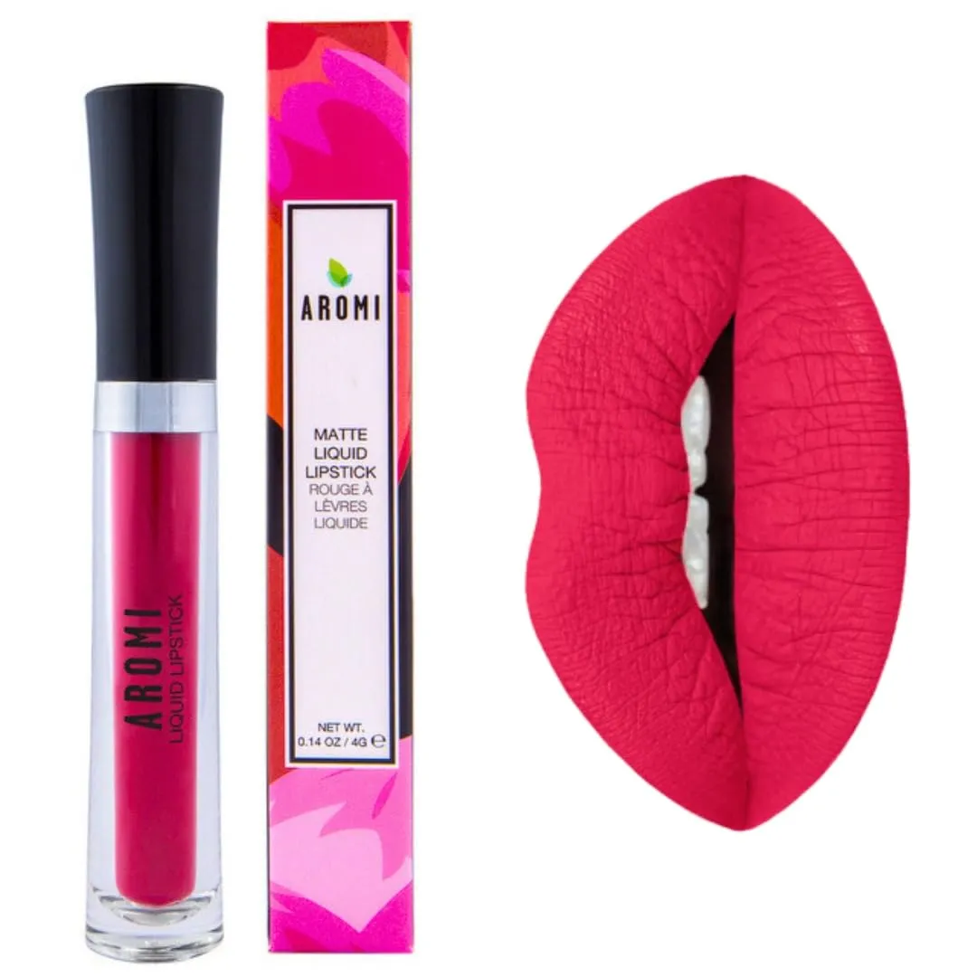 Aromi Magenta Red Matte Liquid Lipstick | Long-lasting, Bright Lip Color for Women, Vegan, Waterproof, Gluten Free (Neon Red)