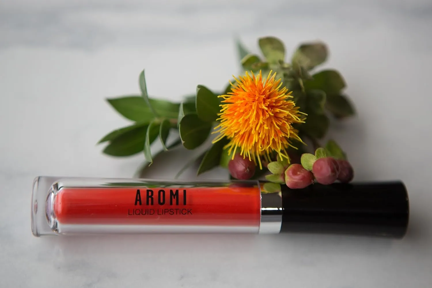 Aromi Orange Liquid Lipstick, Bright Red Tangerine Lip Color with Matte Finish, Long Lasting Lipstick, Vegan, Cruelty-free, Handmade (Orange Tangerine)