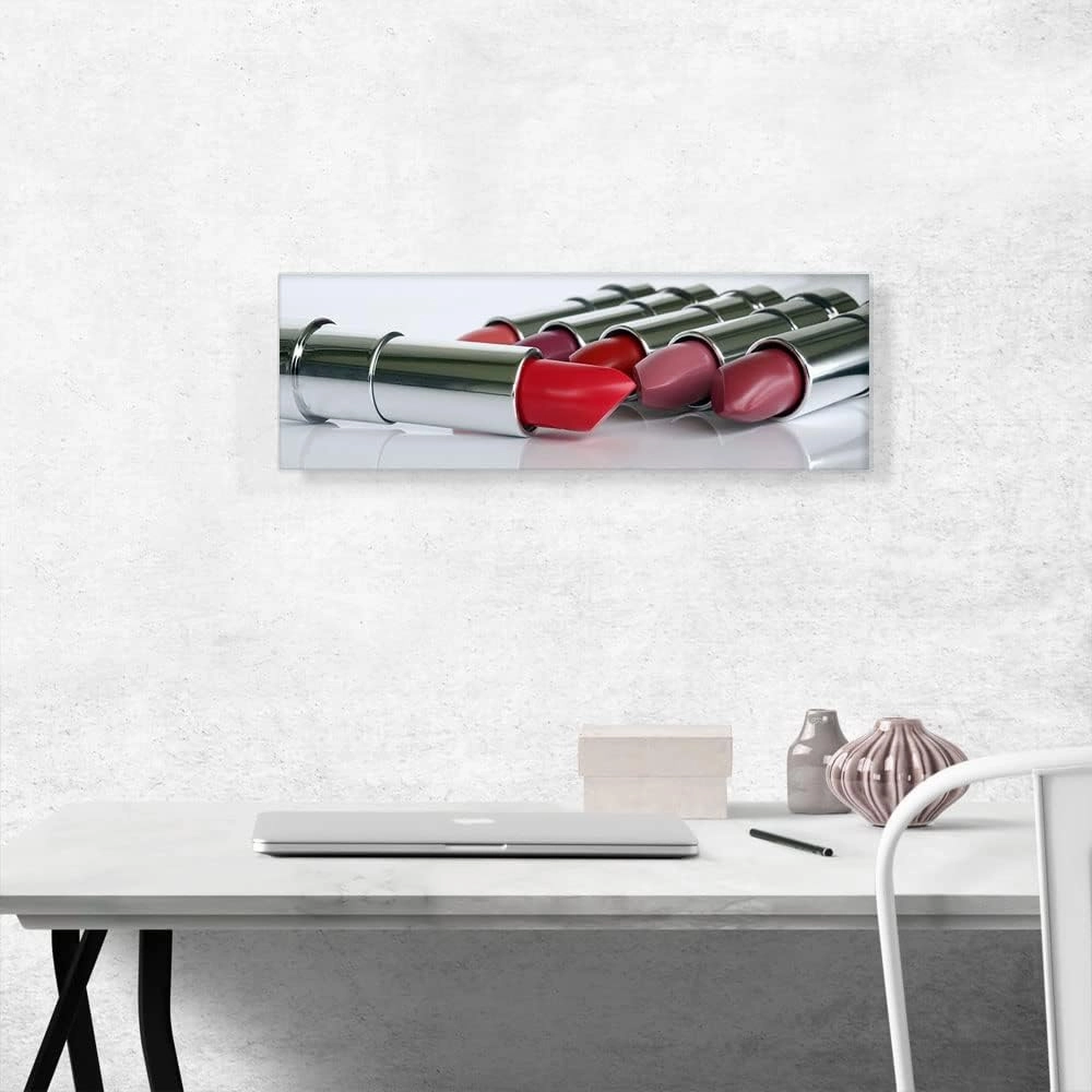 ARTCANVAS Fashion Glam Make Up Lipstick Red Studio Beauty Salon Canvas Art Print Stretched Framed Painting Picture Poster Giclee Wall Decor - 36" x 12" (0.75" Deep)