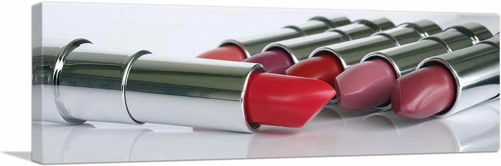 ARTCANVAS Fashion Glam Make Up Lipstick Red Studio Beauty Salon Canvas Art Print Stretched Framed Painting Picture Poster Giclee Wall Decor - 36" x 12" (0.75" Deep)
