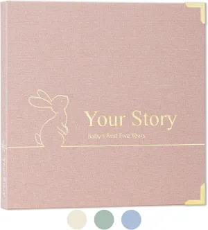 Baby Book Keepsake Boy or Girl Timeless Baby Memory Book First 5 Years for Baby Shower Gender Neutral Baby Scrapbook New Mom Gift Baby Journal from Birth to Age 5 Milestone Book Blush Pink
