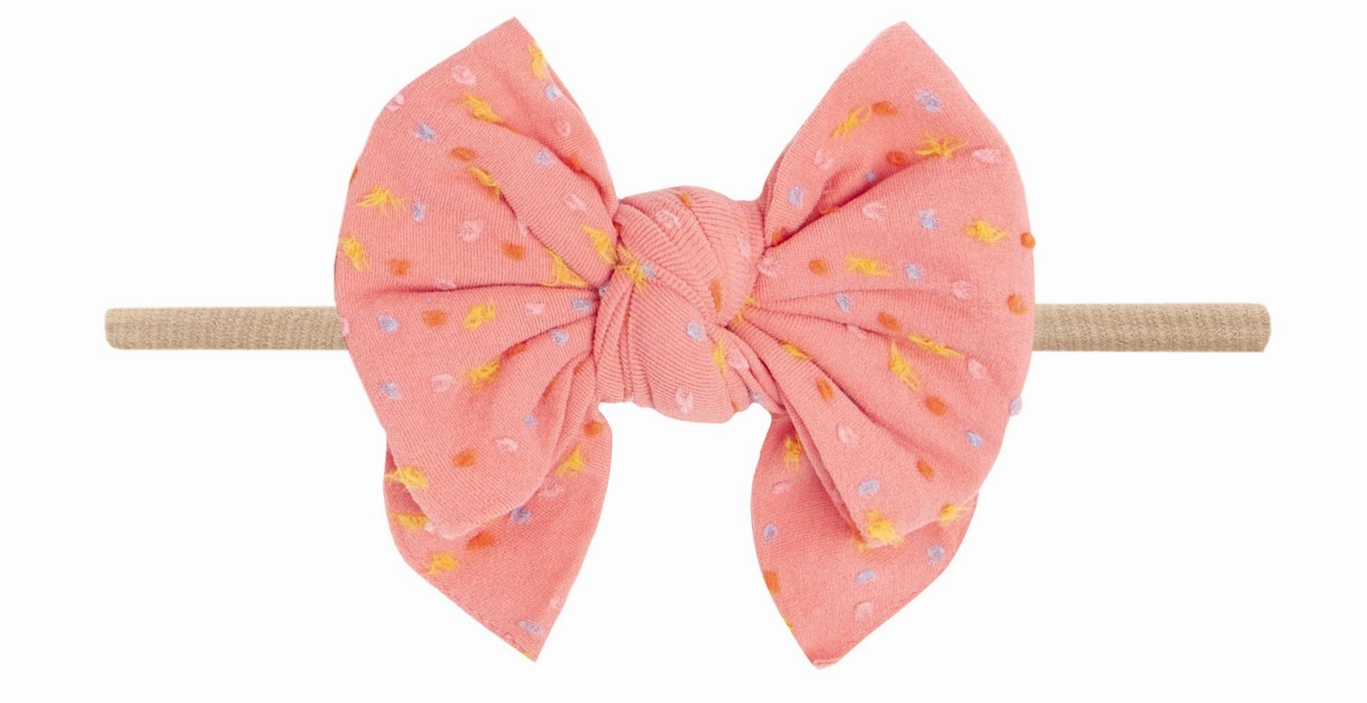 Baby Bling Coral Rainbow Dot / Blush Shabby DEB Skinny Headband