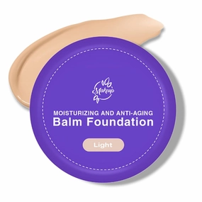 Balm Foundation for Mature Skin - Hydrating Medium Coverage Foundation Balm, Vegan Formula Blurs Appearance of Fine Lines, Non-Creasing Satin Finish, All Skin Types (Light)