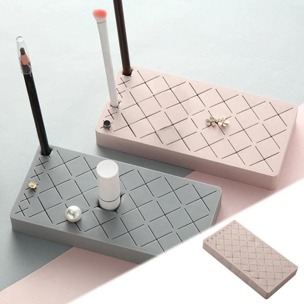 barenx Silicone Lipstick Storage Stand Storage Box 36 Slots Holder Display Rack Makeup Organiser for Lip Gloss Lipsticks Eyeliner Stud Makeup Brushes - light pink