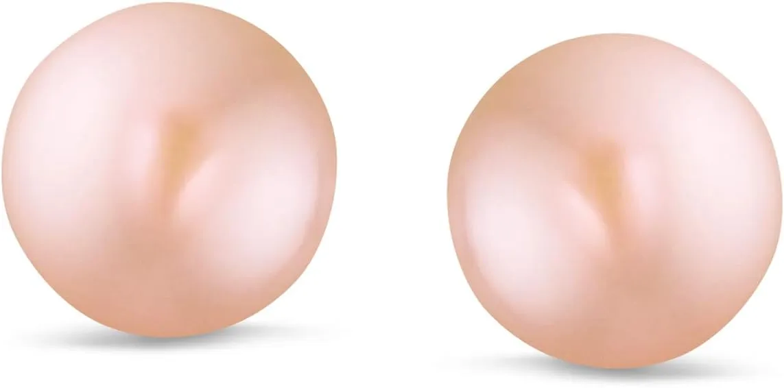 Basic Simple Bead Ball Freshwater Cultured Pearl Stud Earrings For Women For Teen .925 Sterling Silver 7MM More Colors