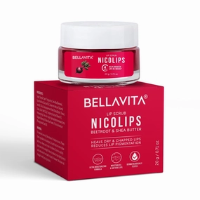 Be.lla Vita Organic NicoLips Lip Scrub Balm for Dark Lips Anti Pigmentation, Dry, Chapped, Lipstick Stains Removal Lipcare for Men & Women 20 g