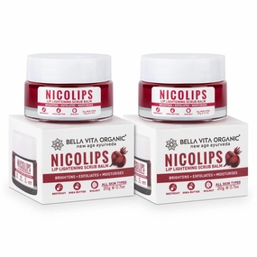 Be.lla Vita Organic NicoLips (Pack of 2) Lip Scrub Balm for Dark Lips Anti Pigmentation, Dry, Chapped, Smoking, Lipstick Stains Removal Lipcare for Men & Women 20g