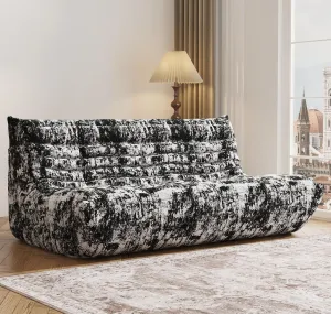 Bean Bag Chair, Fireside Chair, Large Bean Bag Chair for Adults, Bean Bag Chairs for Teens with High-Resilience Foam, Non-Slip Base Floor Lounge Sofa,Living Room (Cross White-black, 3-Seater)