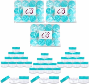 Beauticom 36 Pieces 20G/20ML Round Clear Jars with Sky Blue Teal Lids for Make Up Powder, Eyeshadow Pigments, Lotion, Creams, Lip Balm, Lip Gloss, Samples - BPA Free