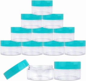 Beauticom 600 Pieces 20G/20ML Round Clear Jars with Sky Blue Teal Lids for Make Up Powder, Eyeshadow Pigments, Lotion, Creams, Lip Balm, Lip Gloss, Samples - BPA Free