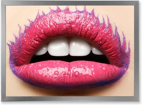 Beautiful Female Lips With Pink Lipstick Modern Framed Wall Art