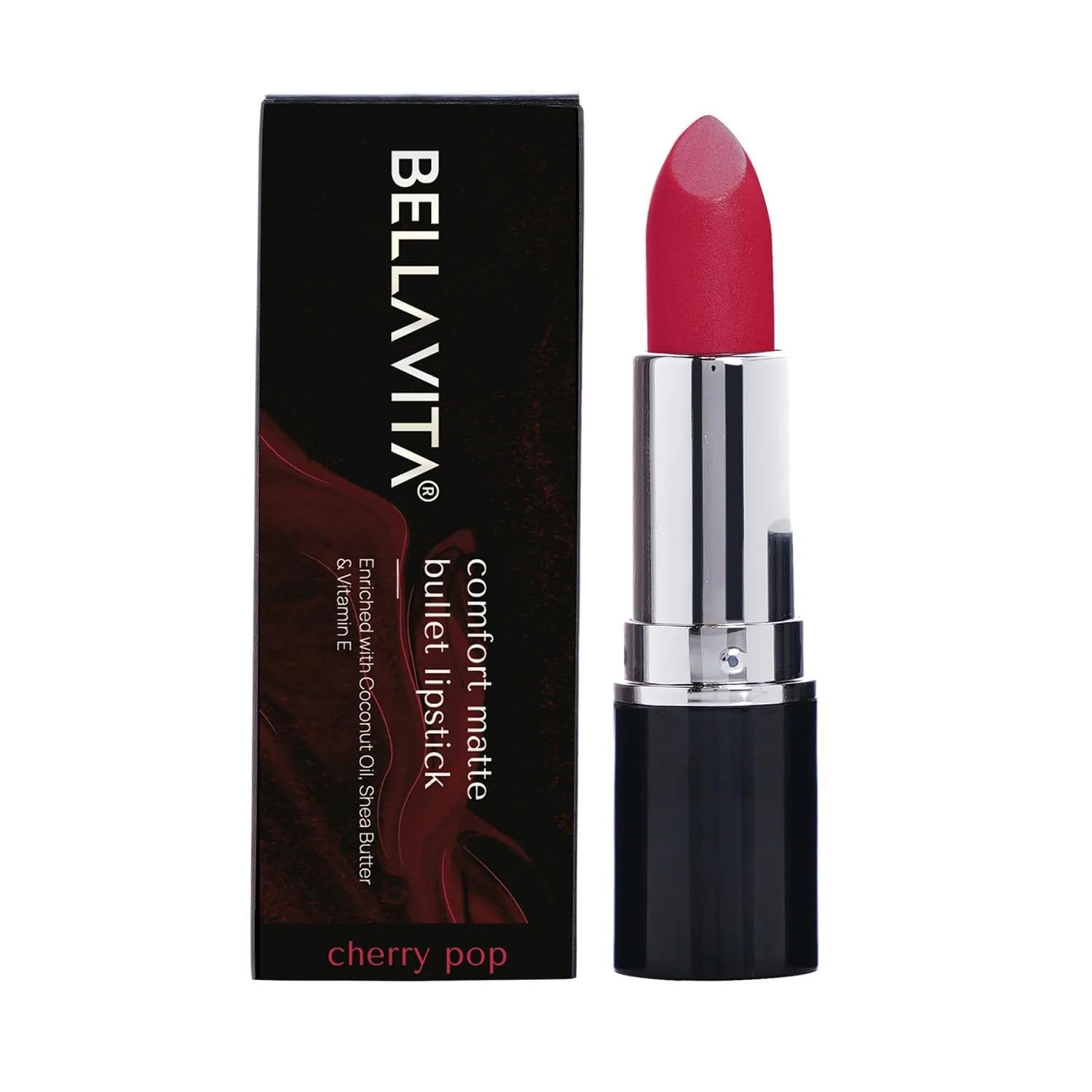 BE.LLAVIT.A Comfort Matte Bullet Lipstick| Intense Colour| Creamy Matte Finish| Intense Moisturisation| Smooth Glide | Lipsticks for Women| 4 Hr Stay, Cherry Pop, 4.2 gm