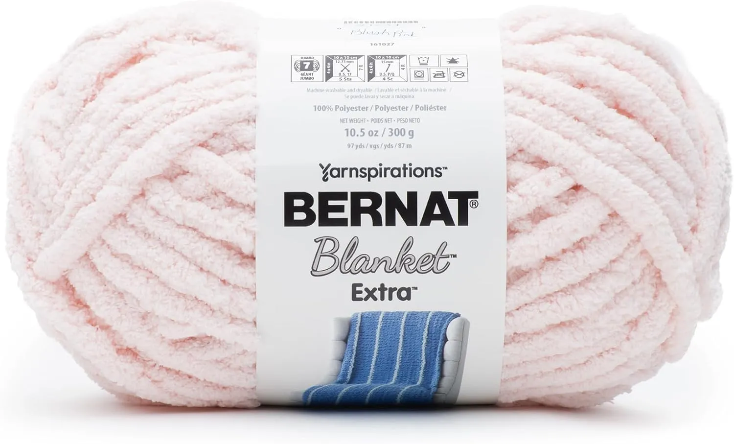 Bernat Blanket Extra Blush Pink Pack of 10.5oz/300g-Polyester-7 Jumbo-97 Yards-Knitting/Crochet Yarn, 1 Pack, 2