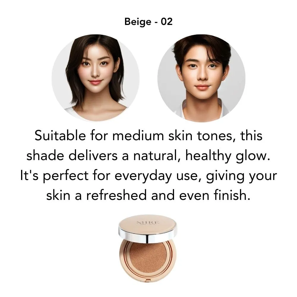 BiBi NOVA Velvet Finish All in 1 Cushion Foundation Refill │Long Lasting, Full Coverage for All Skin Types (0.67oz) (02 Beige)