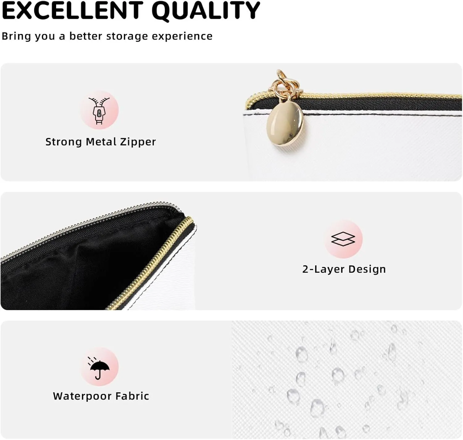 Blush Pink Rose Gold Glitter Cosmetic Bag Travel Makeup Bag Organizer Toiletry Bag with Zipper Storage Pouch Coin Purse Brushes for Women Girls Gifts
