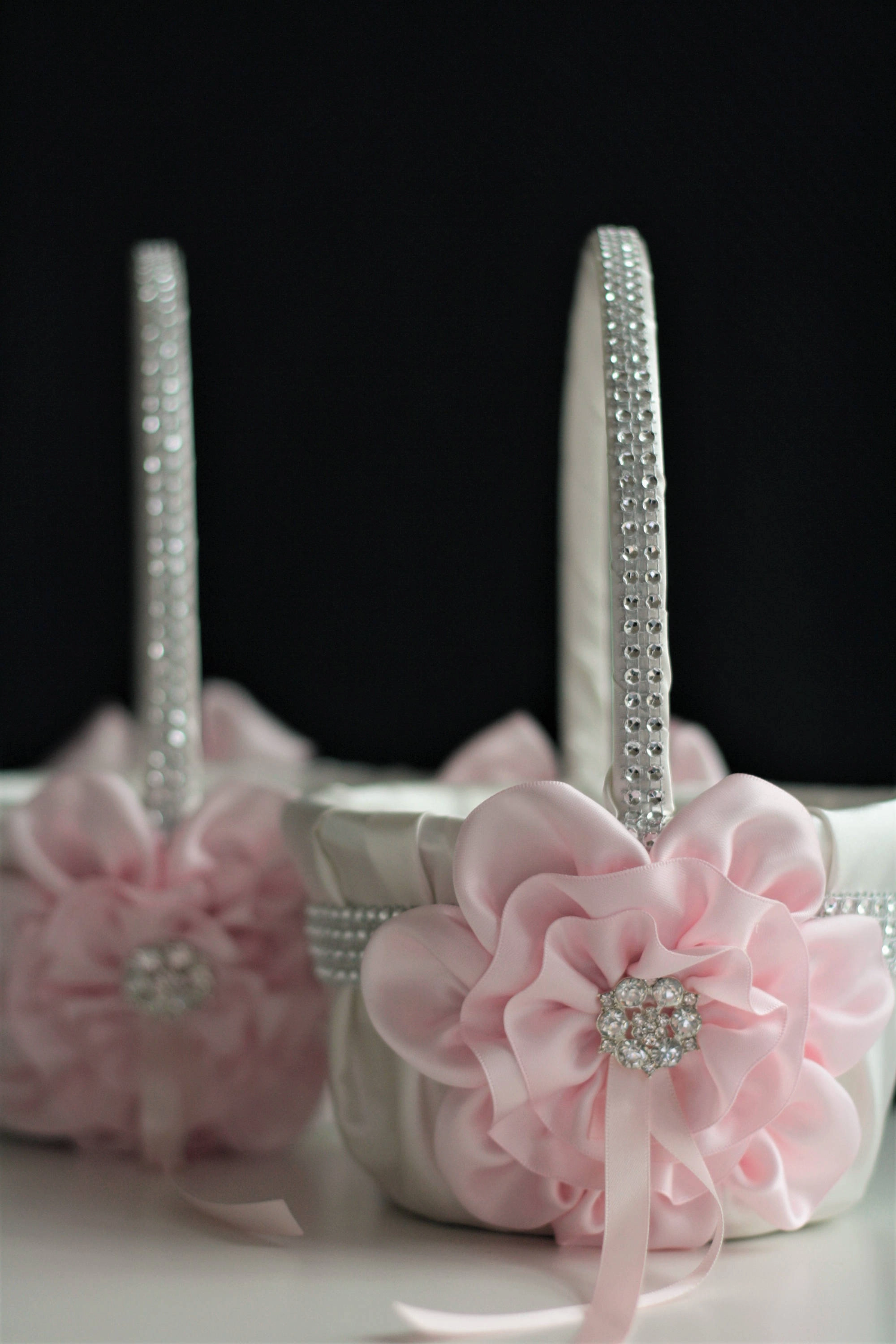 Blush Pink Flower Girl Basket