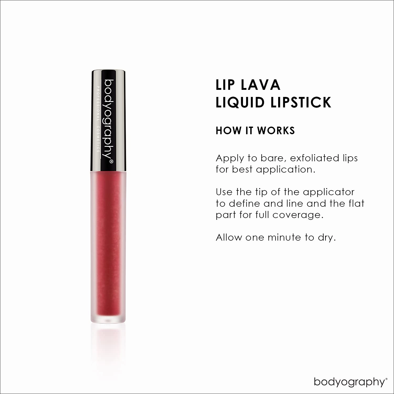 Bodyography Matte Lip Lava Liquid Lipstick (Strawberry Moon): Metallic Red Salon Makeup Long-Wearing Lipstick with Soft Opaque Finish | Vegan, Gluten-Free, Cruelty-Free, Paraben-Free