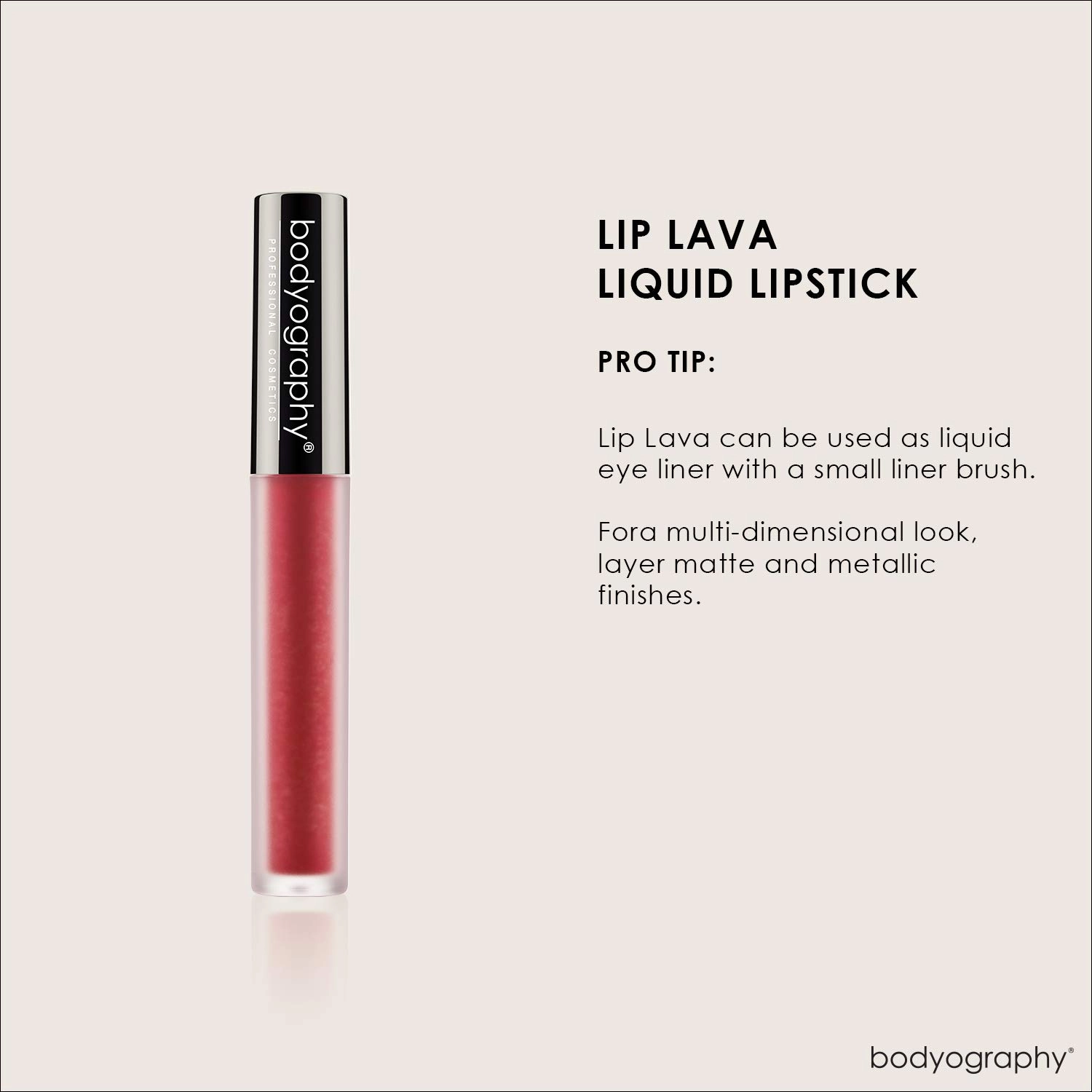 Bodyography Matte Lip Lava Liquid Lipstick (Strawberry Moon): Metallic Red Salon Makeup Long-Wearing Lipstick with Soft Opaque Finish | Vegan, Gluten-Free, Cruelty-Free, Paraben-Free