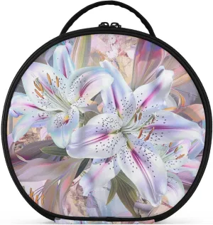 Boho Flower Floral Retro Bright Cosmetic Bag Travel-Size Accessories Essentials Large Make Up Bag with adjustable dividers 11 IN